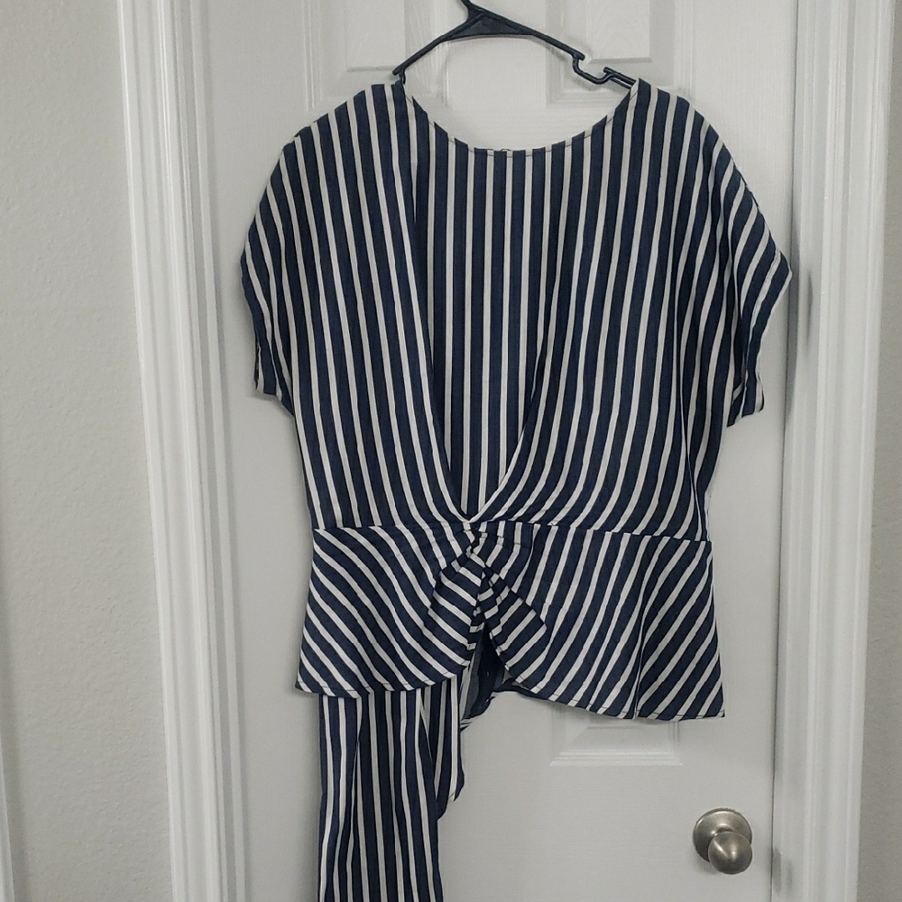 Striped Navy and White Women's Top